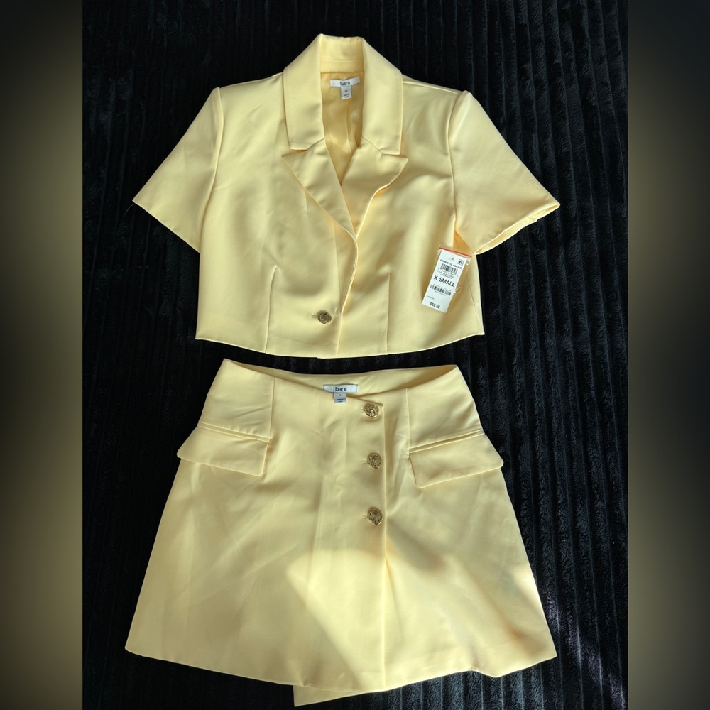 Bar III Yellow Two-Piece Blazer and Skirt Set